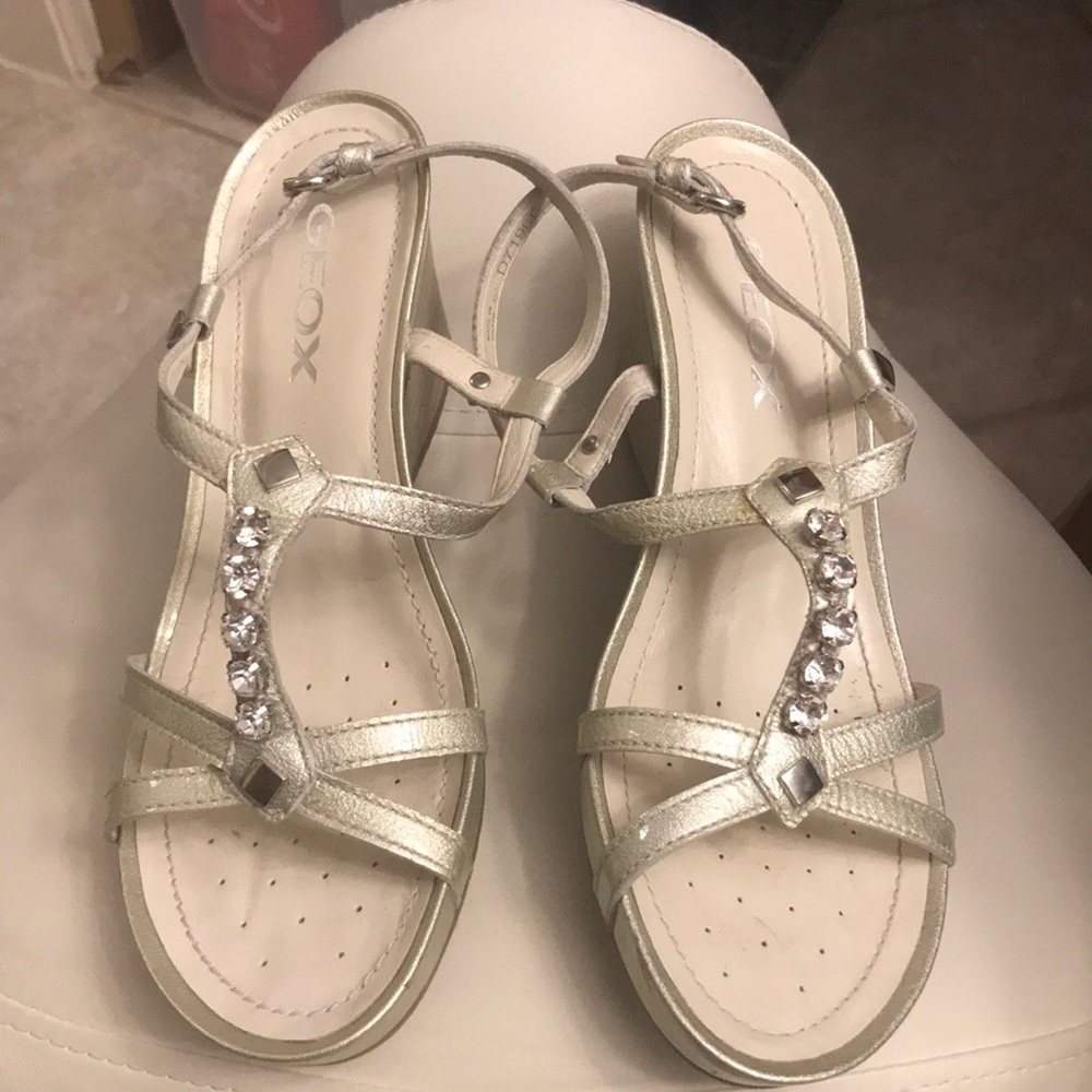 Geoxx Leather & Rhinstone Wedge